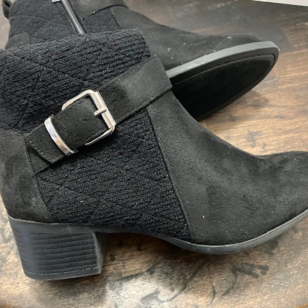 Cloudwalkers Black Knit/Suede Ankle Boot Xra Wide Width NWT - Picture 3 of 5